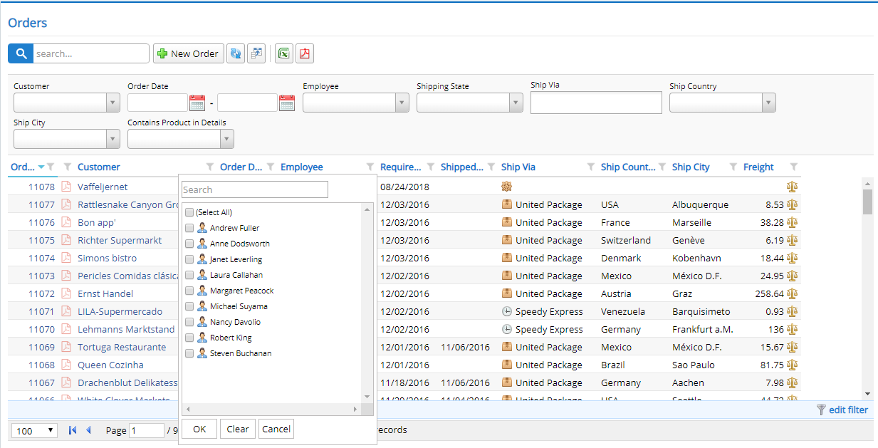 Excel Style Filtering