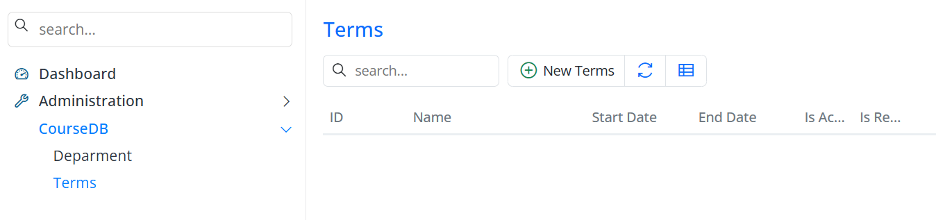 Terms screen