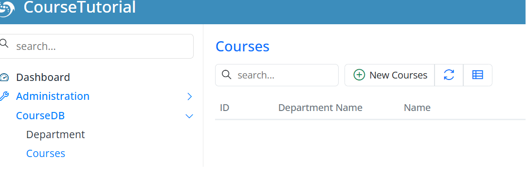 Courses screen