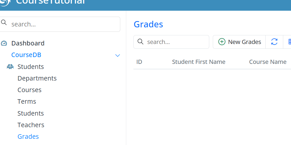 Grades screen