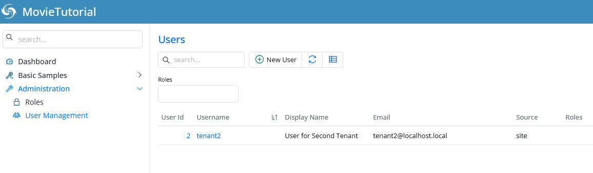 Tenant2 Logged In
