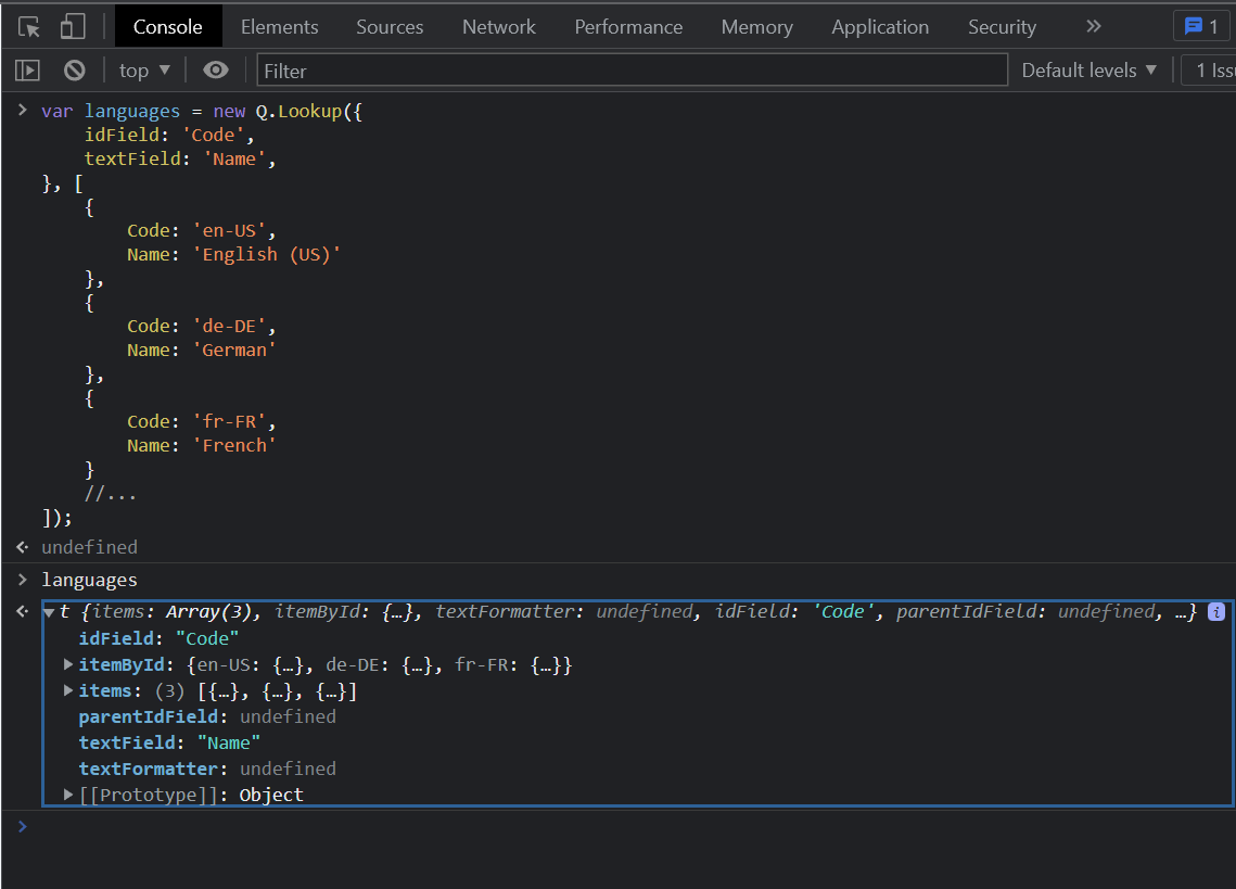 Lookup in Developer Console