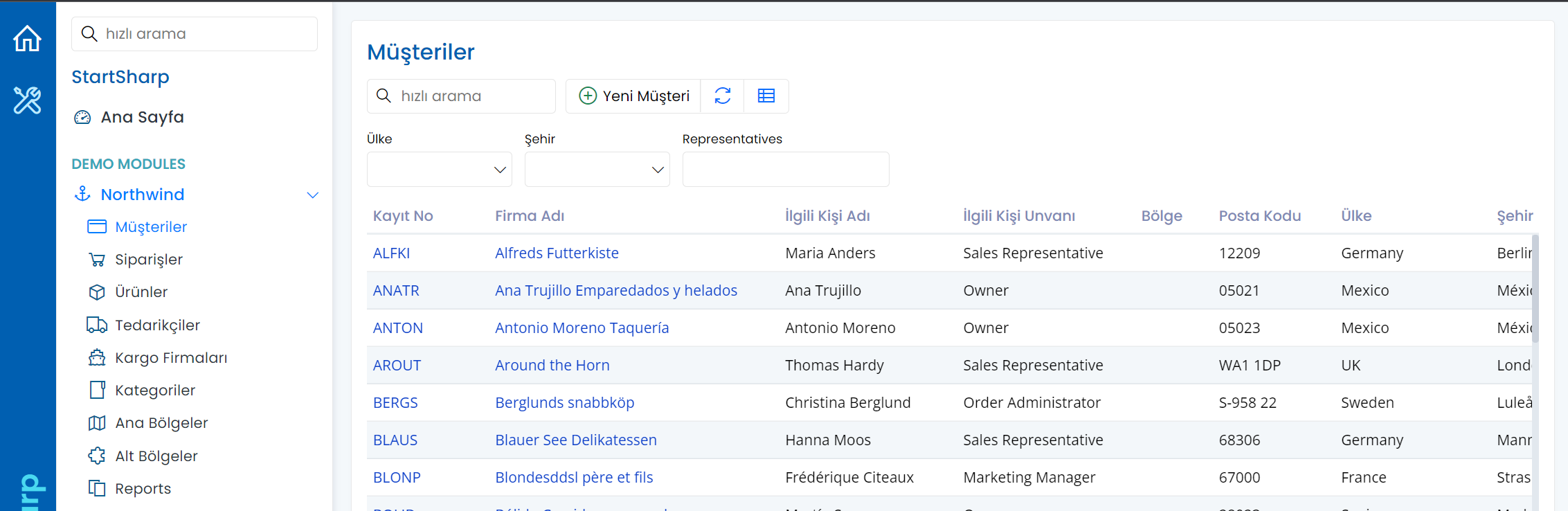 Customer Page in Turkish
