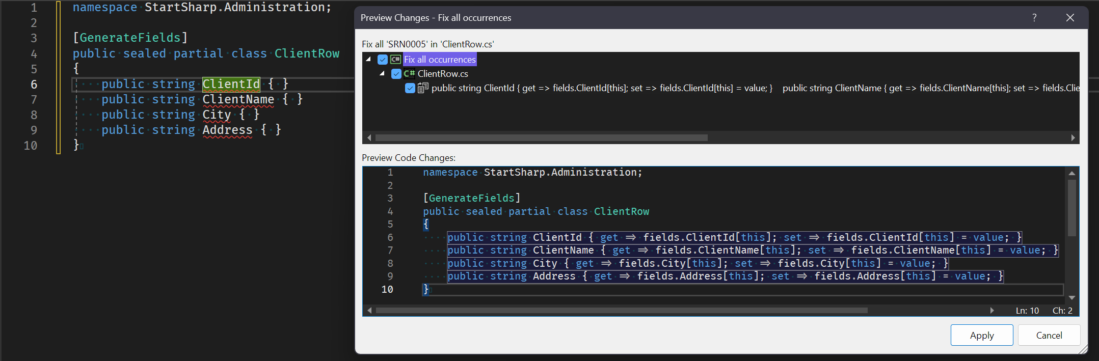 Quickly Generate Multiple Getters/Setters