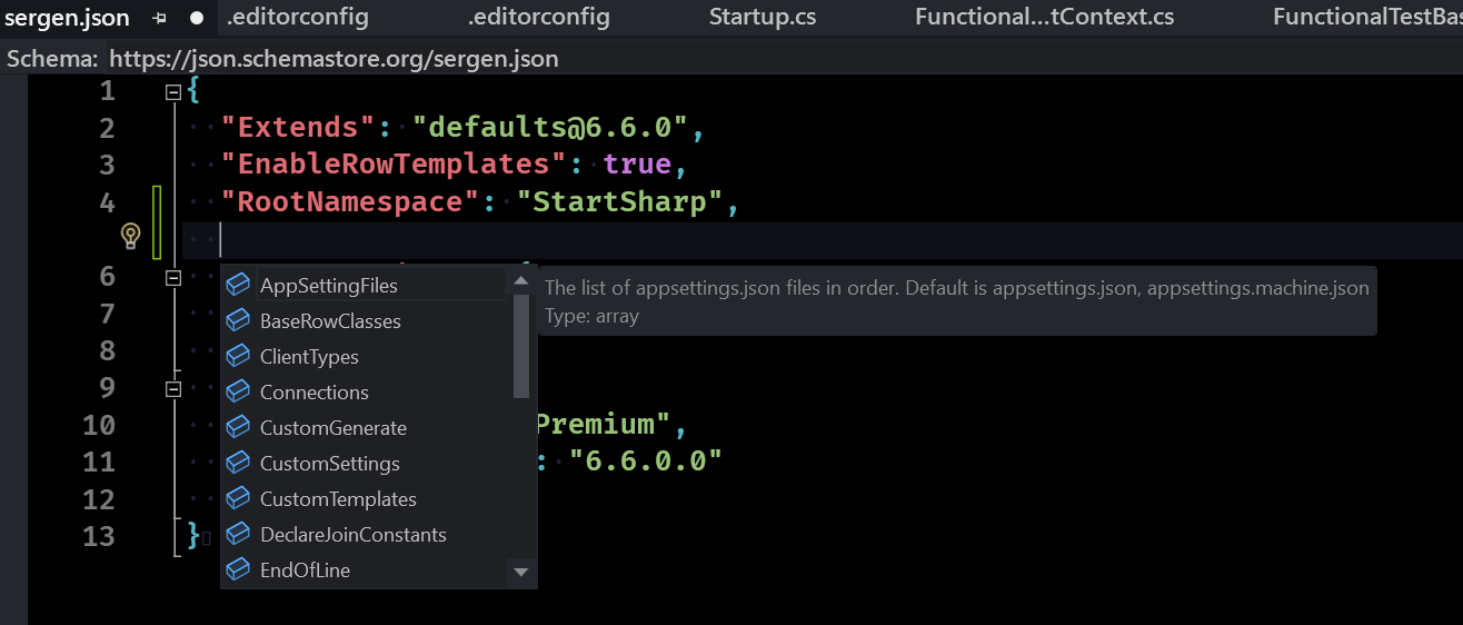 Sergen JSON schema