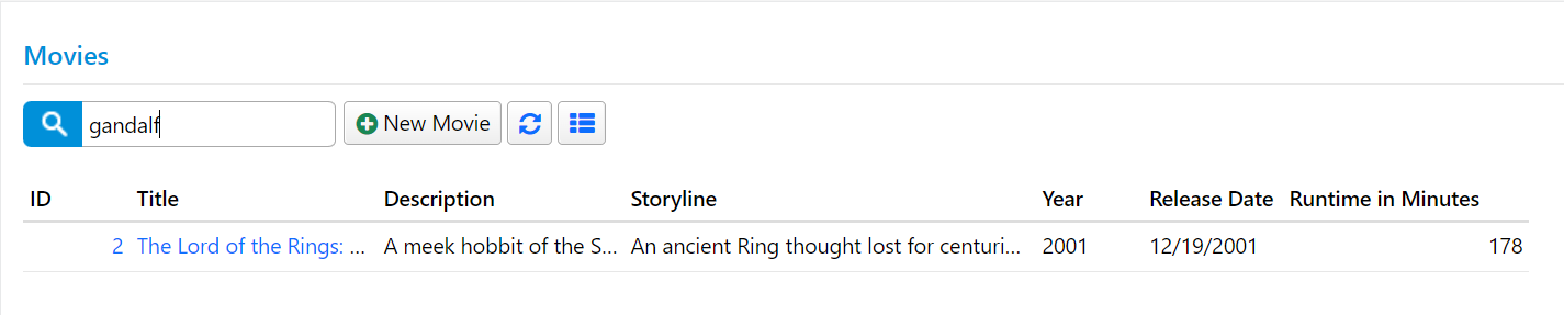 Movies Search Gandalf