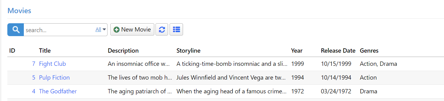 Formatted Movie Genre List