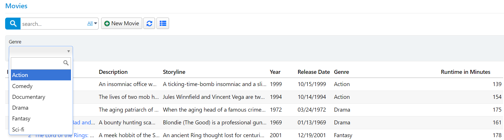 Genre Quick Filter
