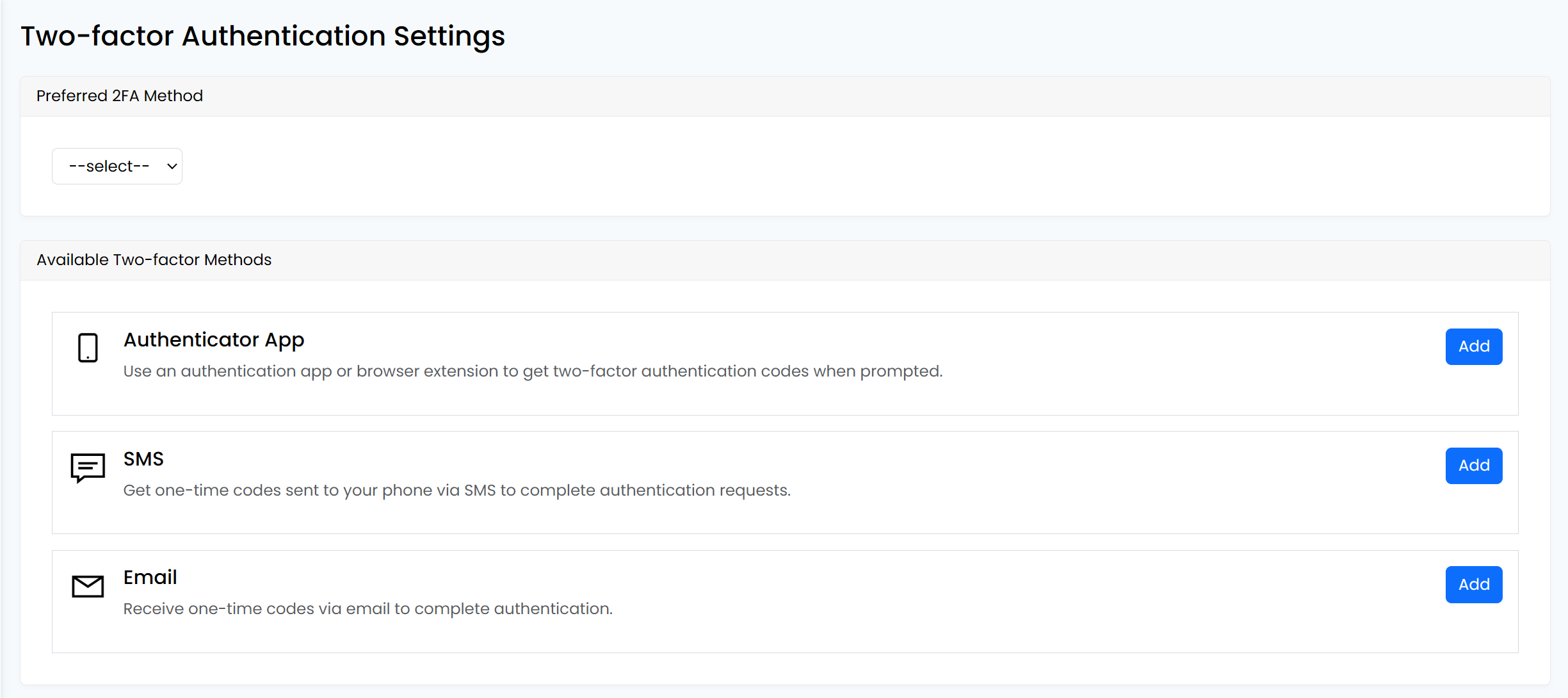 2FA Config Page